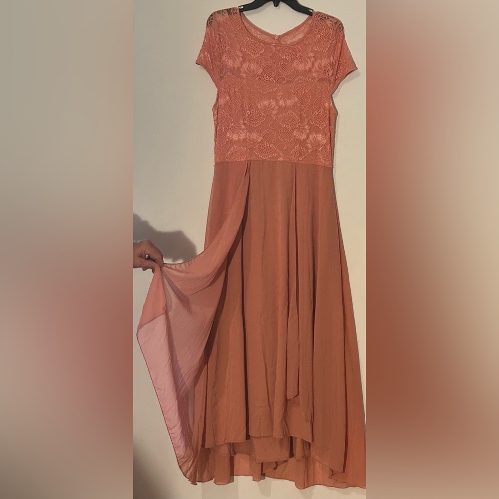 Elegant Lace Coral Dress Brides Maid